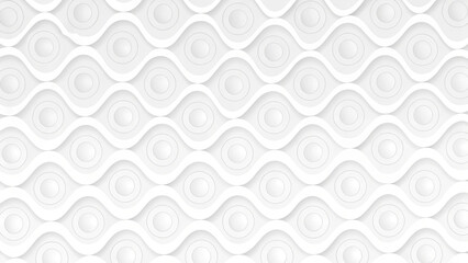 Poster - Abstract white and gray texture background. 3d curve seamless pattern. Minimal elegant waves design, soft light shadows, modern flowing surface, stylish decorative backdrop for presentations.