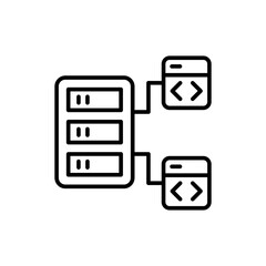Poster - Database management outline icons, minimalist vector illustration ,simple transparent graphic element .Isolated on white background