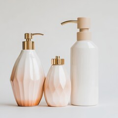 Poster - A white background featuring an isolated 3D mockup of a cream spray pump container, including a cosmetics perfume bottle and dispenser template with shadows, produced by  modern