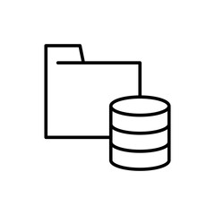 Poster - Database folder outline icons, minimalist vector illustration ,simple transparent graphic element .Isolated on white background