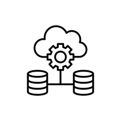 Poster - Cloud database management outline icons, minimalist vector illustration ,simple transparent graphic element .Isolated on white background