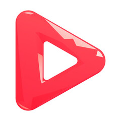 Aufkleber - glossy red playback icon with triangular shape and reflective surface. icon is isolated on transparency background, symbolizing media and digital content