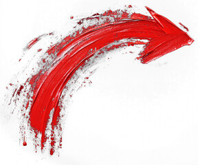 Aufkleber - Red curved arrow painted with bold brushstrokes on transparency background