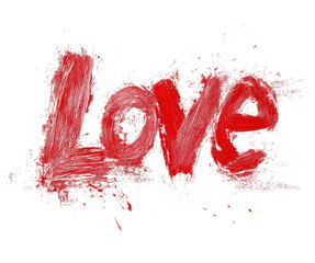 Poster - Red love painted with bold brushstrokes on transparency background, expressing passion and creativity