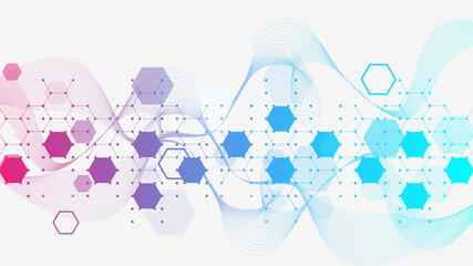 Aufkleber - health care abstract background with lines, dots and hexagons. medical innovation banner template co