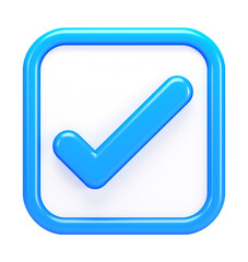 Poster - blue check mark with subtle gradient effect is isolated on transparency background, symbolizing approval or confirmation. design is simple and modern, with 3D appearance