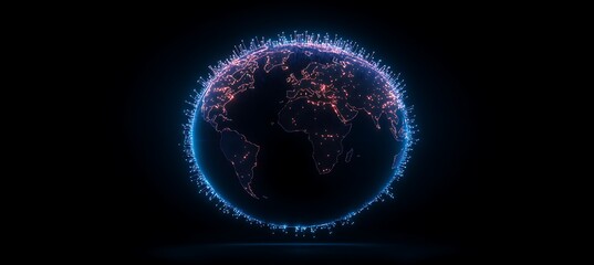 Poster - Illuminated Digital Globe: Global Network Connections and Data Flow