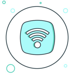 Poster - line wi-fi wireless internet network symbol icon isolated on white background. colorful outline conc
