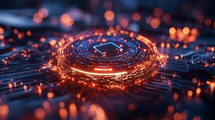 Poster - Glowing Circular Tech Core with Integrated Circuitry