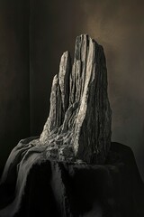 Wall Mural - Abstract Stone Sculpture Dark Background Display