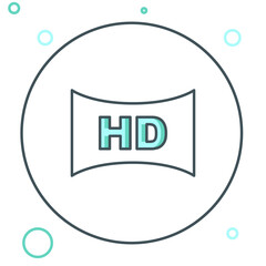 Poster - line hd movie, tape, frame icon isolated on white background. colorful outline concept. vector