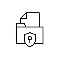 Poster - File security outline icons, minimalist vector illustration ,simple transparent graphic element .Isolated on white background