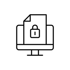 Poster - File security outline icons, minimalist vector illustration ,simple transparent graphic element .Isolated on white background