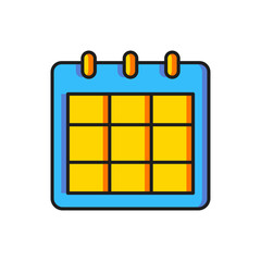 Poster - Color Calendar icon isolated on white background. Event reminder symbol. Flat filled outline style with shadow. Vector