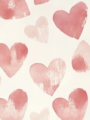 Wall Mural - Watercolor Pink Hearts Seamless Pattern for Valentine's Day Celebration.