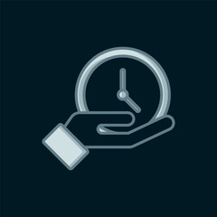 Poster - Line Clock icon isolated on black background. Time symbol. Flat filled outline style with shadow. Vector