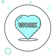 Poster - line heart with text work icon isolated on white background. colorful outline concept. vector