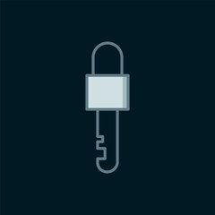 Poster - line locked key icon isolated on black background. flat filled outline style with shadow. vector