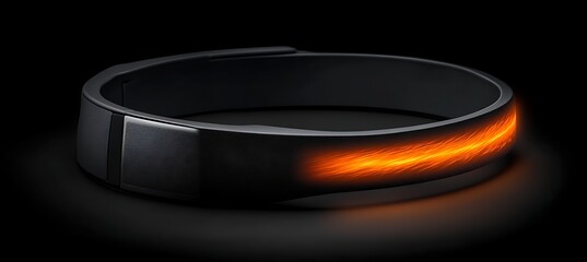 Poster - Futuristic Black Wristband with Glowing Orange Energy Stripe