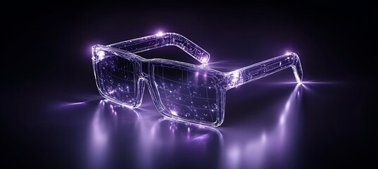 Poster - Futuristic Wireframe Sunglasses with Glowing Purple Lights