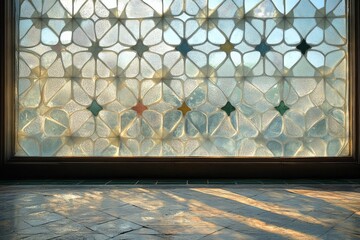 Aufkleber - Beautiful stained glass window casting colorful patterns on the floor in a historic building