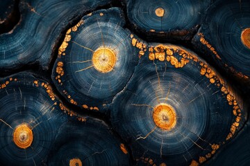 Poster - Unique patterns of polished wood slices highlighting vibrant colors and textures in natural formation