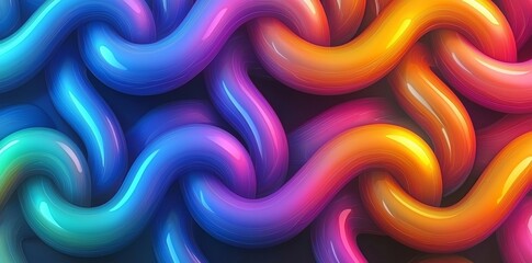 Poster - A modern, glowing, and futuristic design that is dynamic and colorful, featuring a creative, glossy surface in a seamless loop, offering an infinite, stylish, and elegant artwork, perfect as an