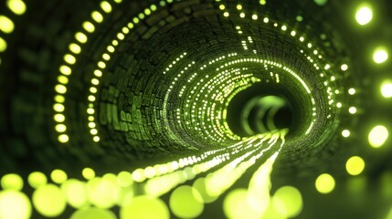 Poster - A D rendering of binary code forming a glowing digital tunnel.