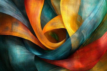 Poster - Vibrant swirling fabrics create a dynamic pattern of colors in an abstract design