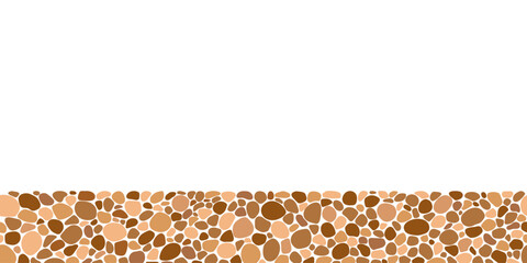 Wall Mural - cobblestone seamless border, street, stone texture. vector abstract repeat rock ground