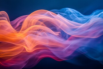 Poster - Colorful waves of smoke intertwining against a dark background create a dynamic visual display