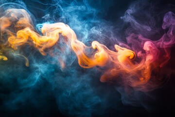 Poster - Colorful smoke swirls create a mesmerizing display in dark background during artistic performance