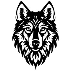  Moonlit Wolf Silhouette in the Woods Vector on a White Background