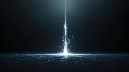 Wall Mural - Sparkling Light Beam Emanating from Dark Surface in Digital Space