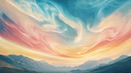 Wall Mural - Stunning Abstract Landscape with Swirling Colors and Peaceful Sky