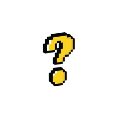 Poster - isometric  pixel question tag icon vector  sign for 8 bit game
