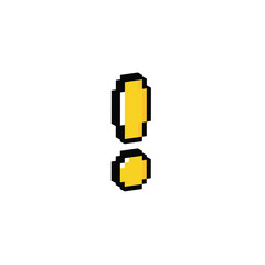Poster - isometric exclamation mark 8 bit icon Pixel art 8-bit for game