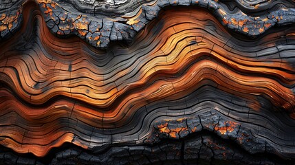 A closeup of the intricate patterns and textures of wood