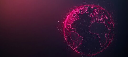 Poster - Abstract Pink Global Network: A Connected World Visualization
