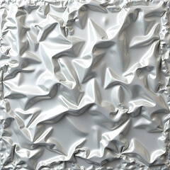 Poster - Abstract image of crumpled, metallic silver.  The texture is highly reflective, creating a dynamic, almost liquid appearance. The background is solid.