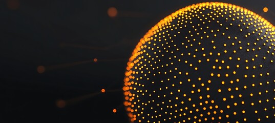 Poster - Abstract sphere with glowing orange dots on dark background