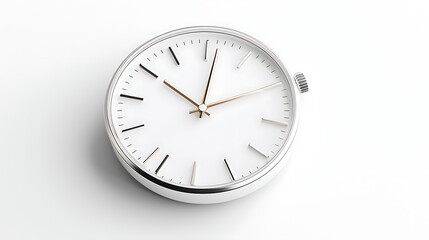 Minimalist White Analog Clock on White Background