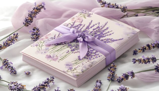 Charming Lavender-Themed Wedding Cards with Floral Details