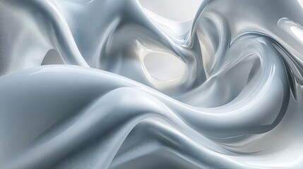 Poster - A soft and delicate white satin fabric texture with subtle silver highlights, creating a flowing and natural abstract design