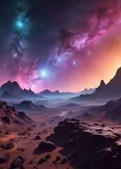 Wall Mural - cosmic landscape with glowing nebulas and distant stars , distance, cosmic