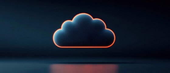 Poster - A stylized cloud icon glows with an orange outline against a dark backdrop, symbolizing data storage and cloud computing.