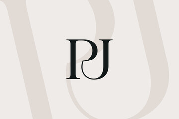 Wall Mural - pj or jp letter logo icon design. classic style luxury initials monogram.