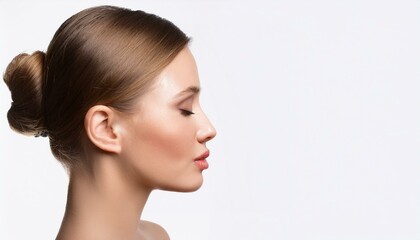 Profile of feminine face with closed eyes and make-up