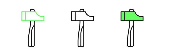 Wall Mural - Set line Hammer icon isolated on white background. Tool for repair. Vector