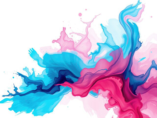 Naklejka na meble Bold and colorful abstract artwork featuring a mix of blues and pinks against a blurred white or light-colored background, colorful, mix